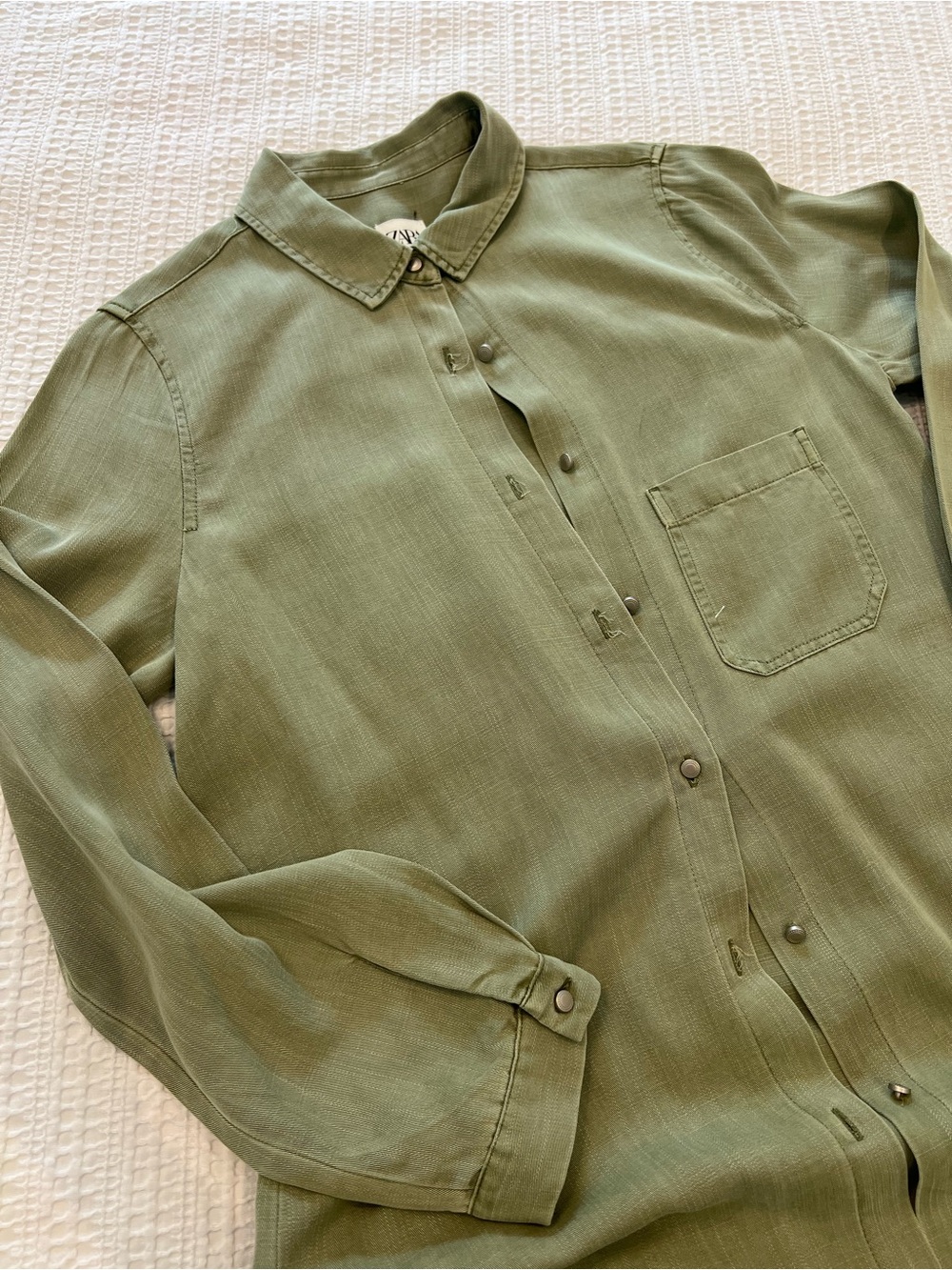 Zara Olive Green Lightweight Shirt Dress